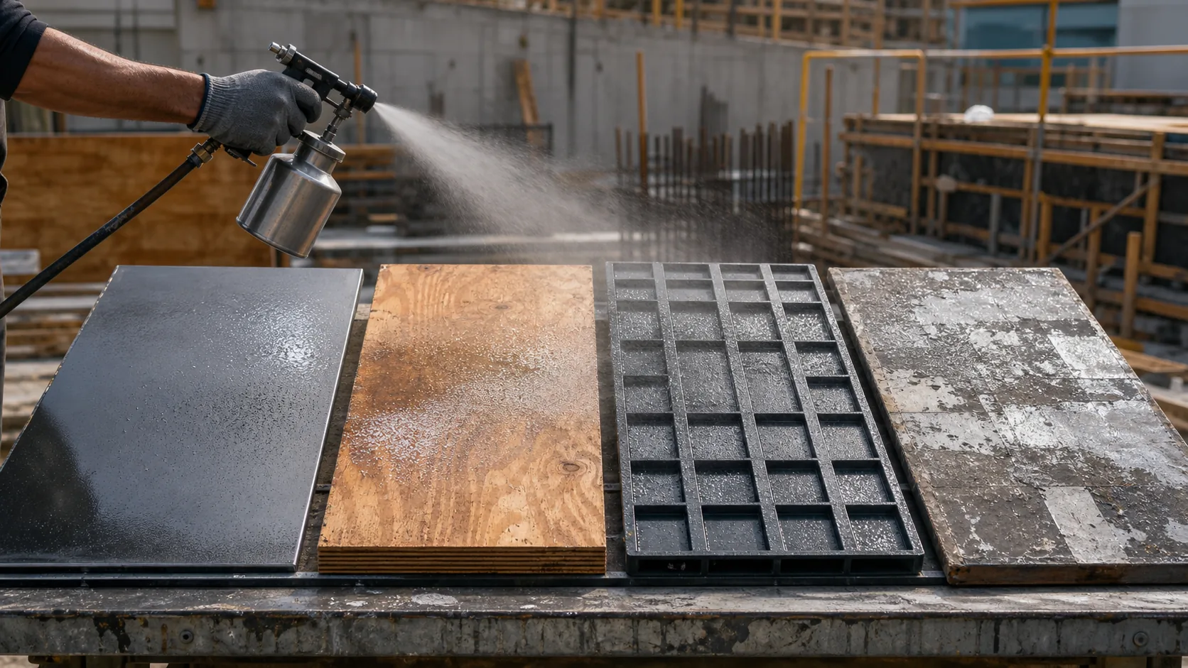 Release agent application on formwork
